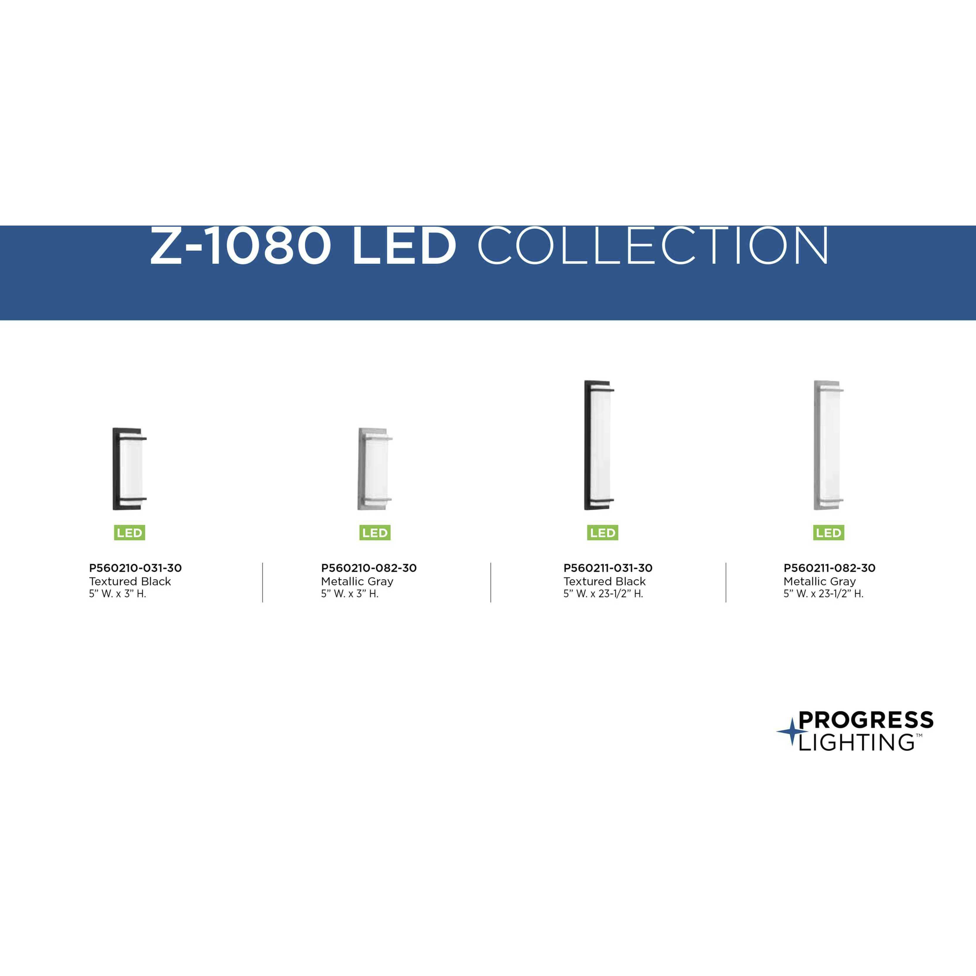 Z-1080 LED LED 13 inch Metallic Gray Outdoor Sconce, Small, Progress LED